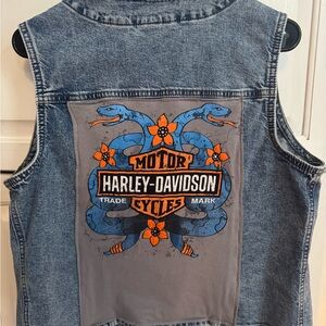 Harley-Davidson Denim Vest with Snake Design